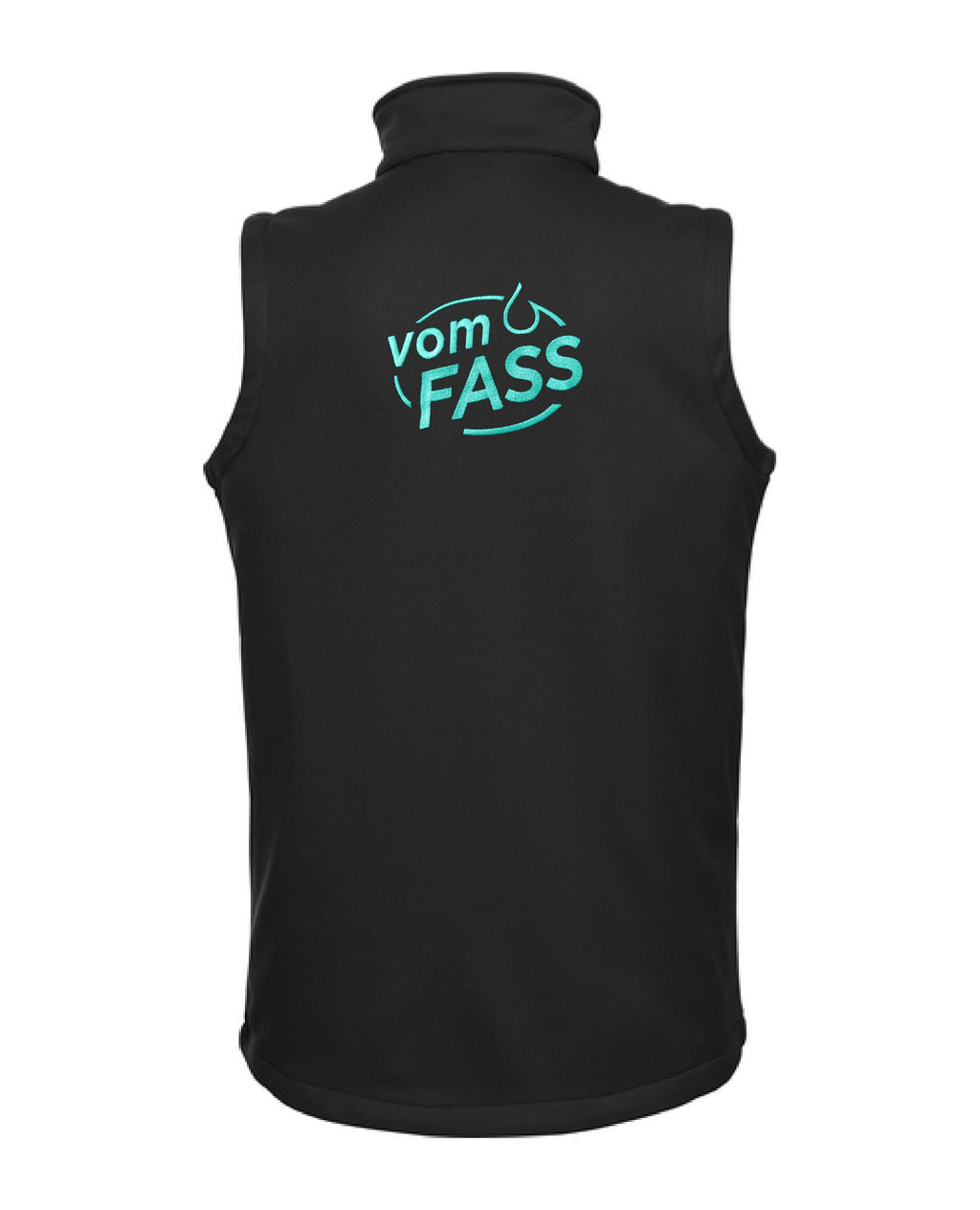 Unisex Softshellweste, Bestickung türkis linke Brust UND Rücken