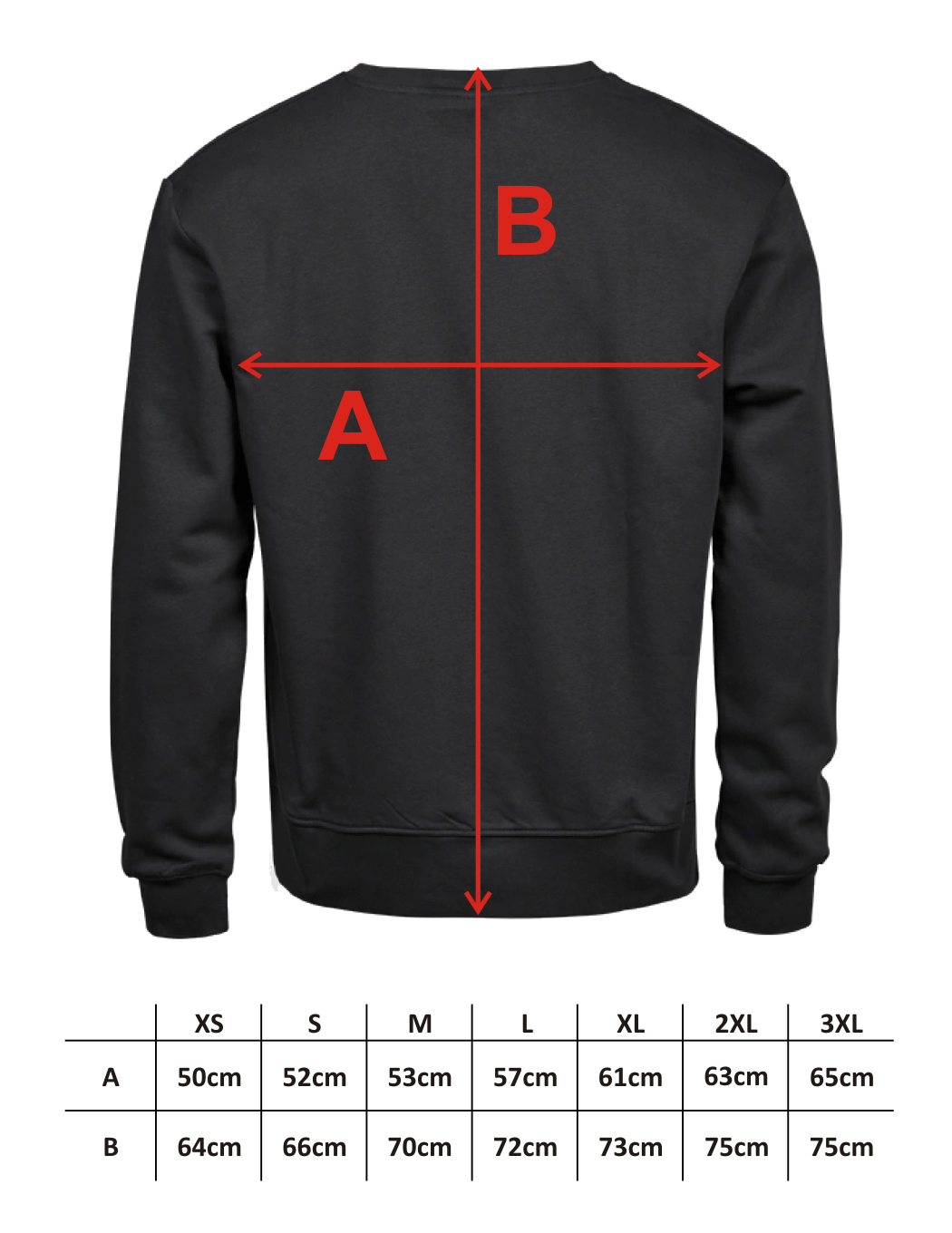 Unisex Sweatshirt, Bestickung weiß linke Brust UND Rücken