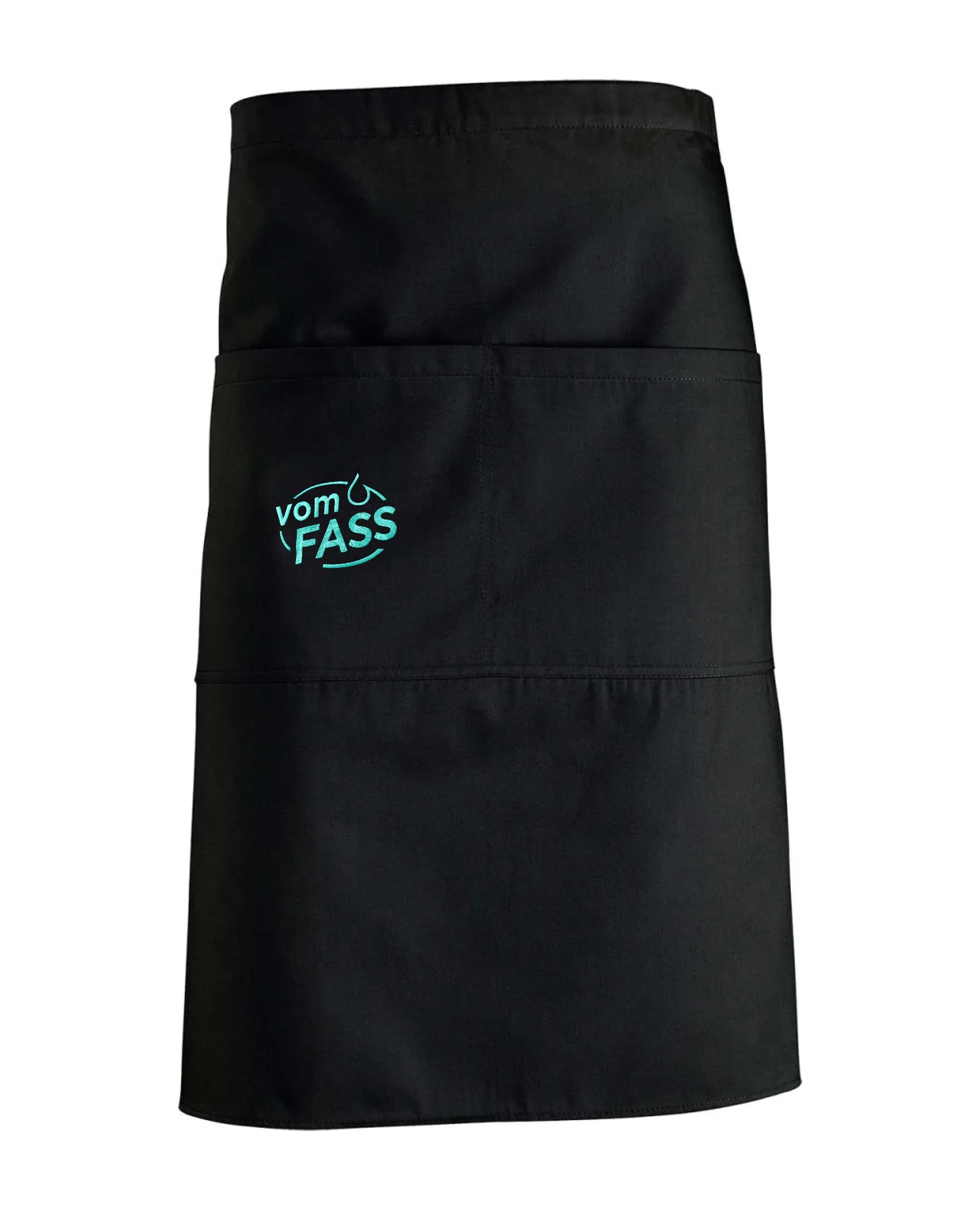 Schürze mittel (ca. 90x65cm), mit Bestickung türkis auf rechte Tasche