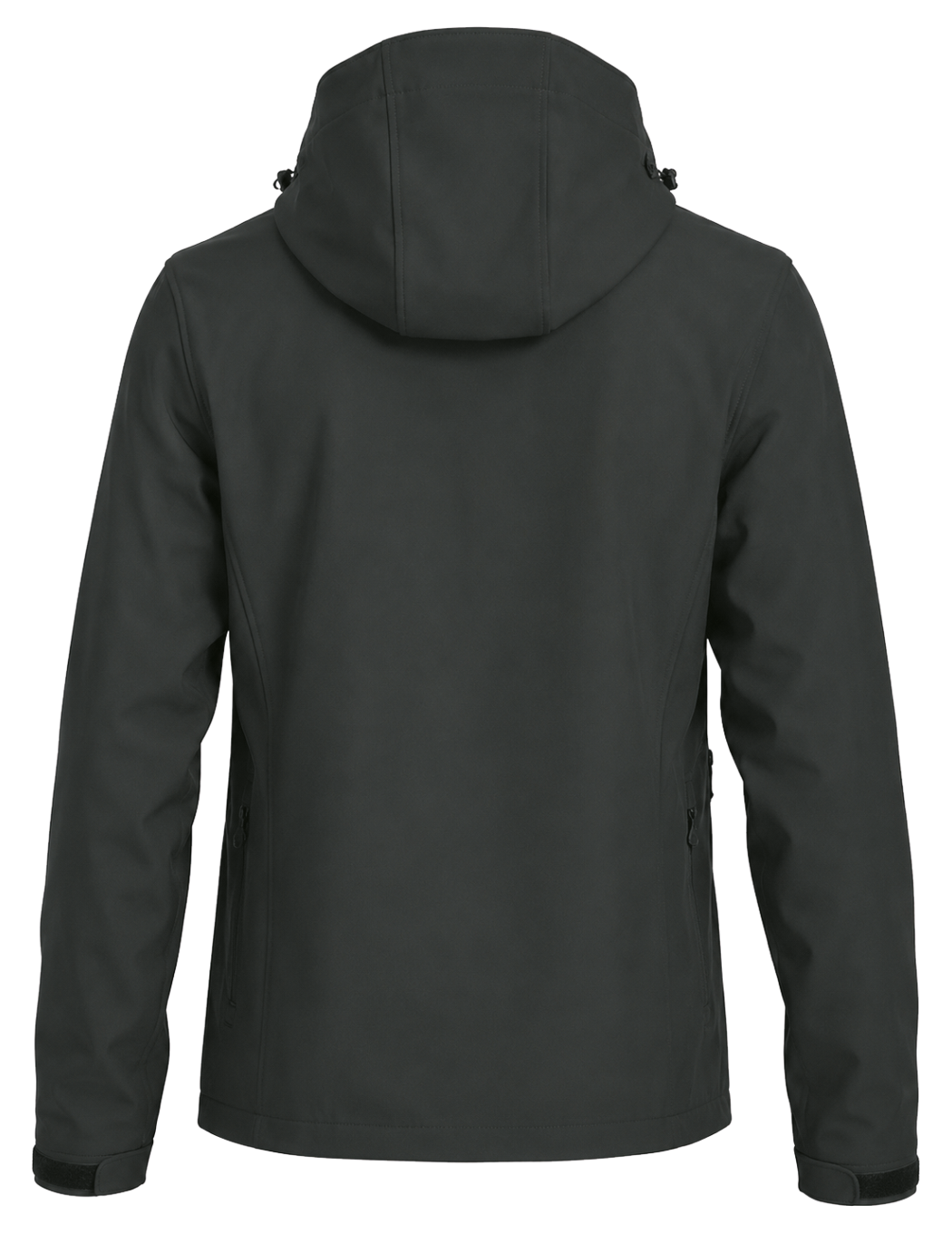 Herren Softshelljacke mit abnehmbarer Kapuze, Bestickung weiß NUR linke Brust
