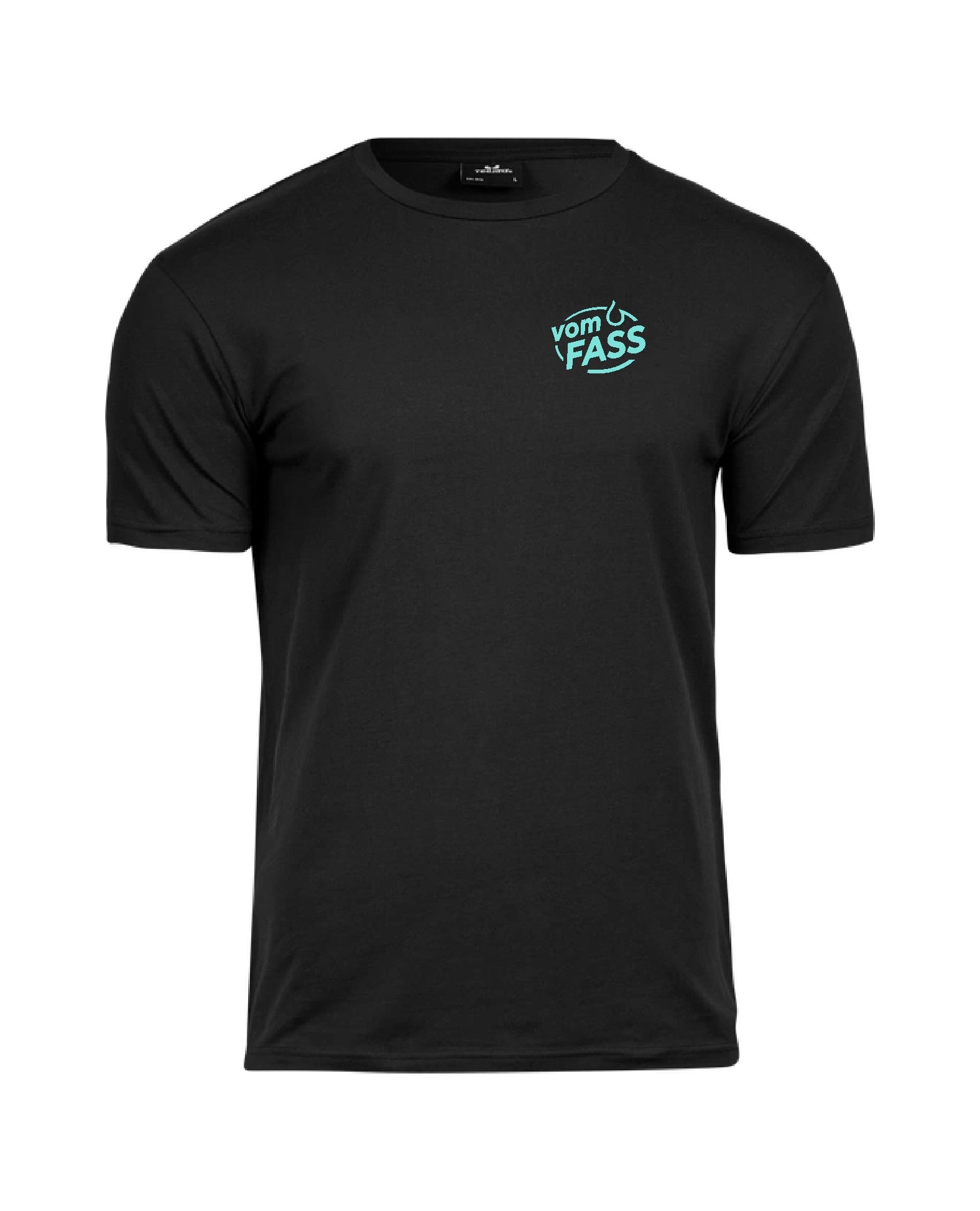 Herren T-Shirt mit Elasthan, Aufdruck türkis NUR linke Brust