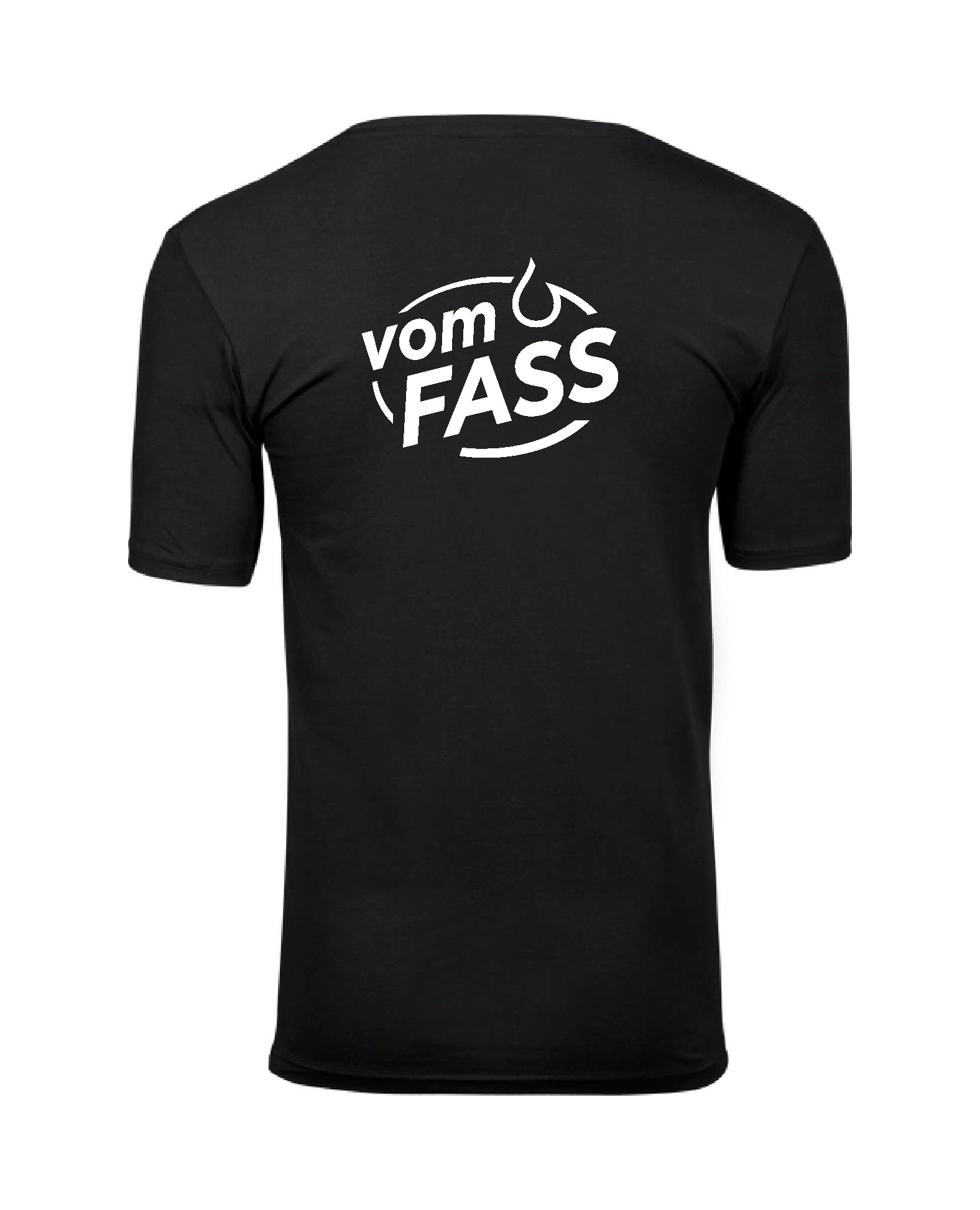 Herren V-Neck T-Shirt mit Elasthan, Aufdruck weiß linke Brust UND Rücken