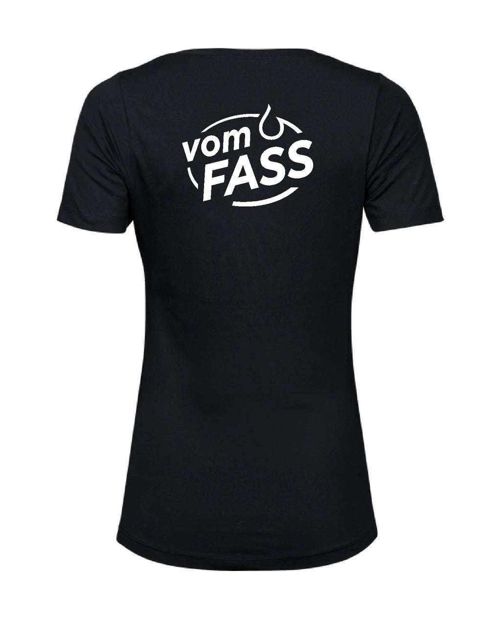 Damen T-Shirt mit Elasthan, Aufdruck weiß linke Brust UND Rücken