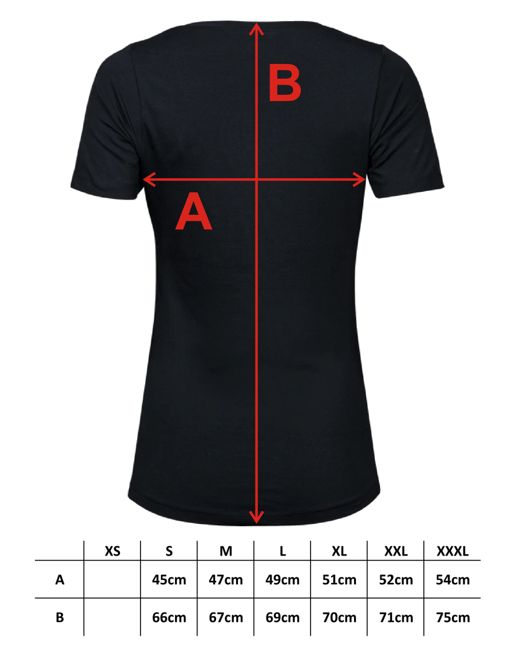 Damen T-Shirt mit Elasthan, Aufdruck weiß linke Brust UND Rücken