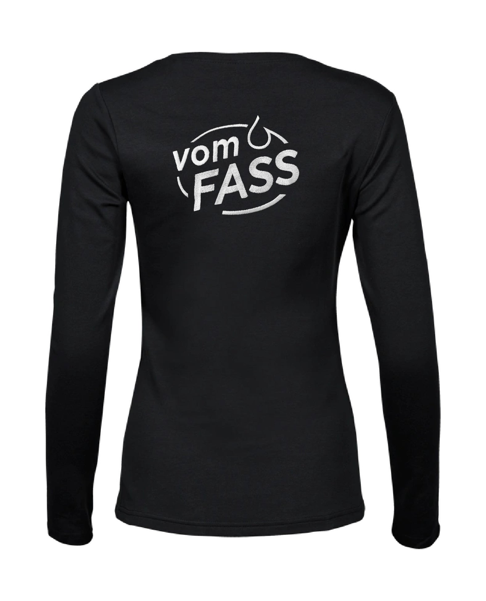 Damen Longsleeve, Bestickung weiß linke Brust UND Rücken