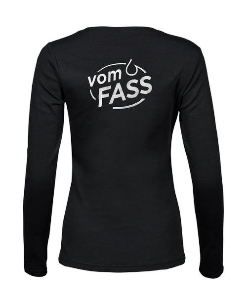 Damen Longsleeve, Bestickung weiß linke Brust UND Rücken