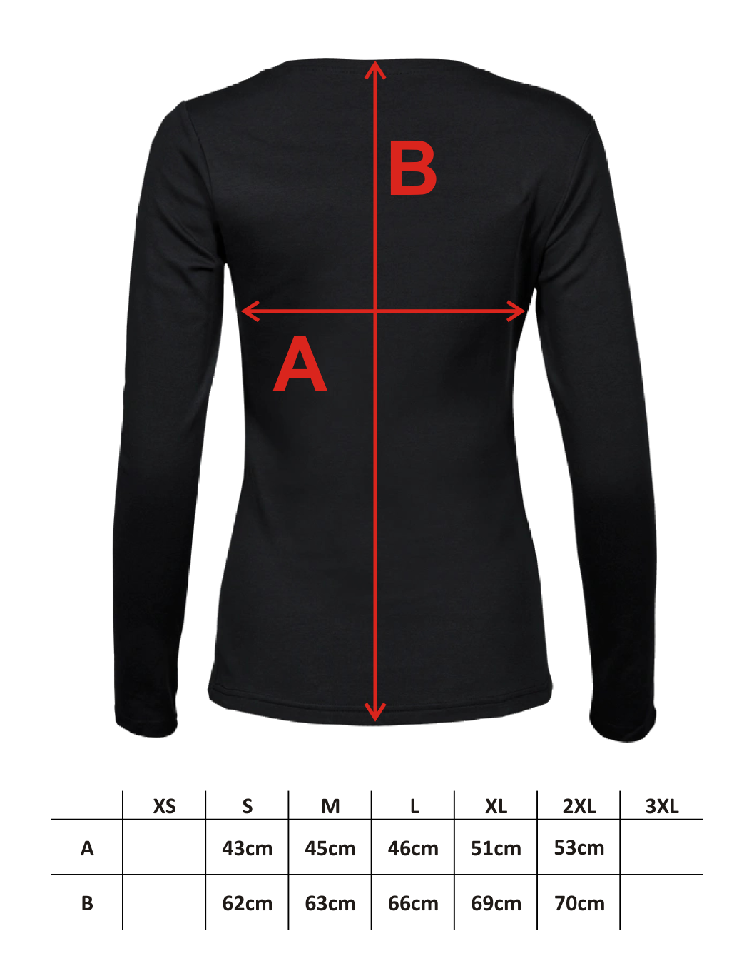 Damen Longsleeve, Bestickung türkis linke Brust UND Rücken