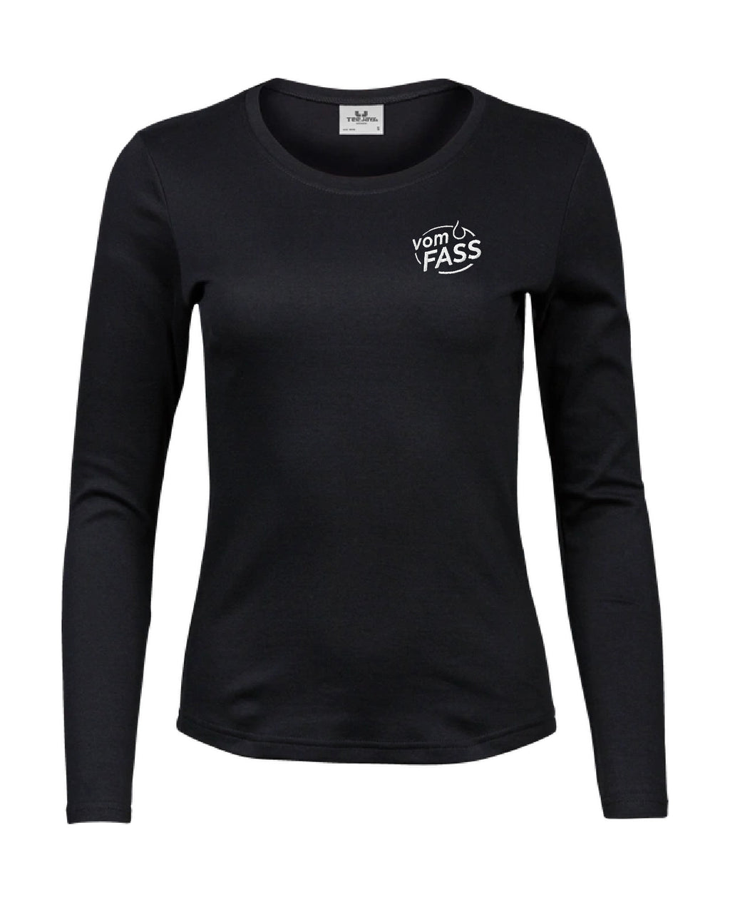 Damen Longsleeve, Bestickung weiß linke Brust UND Rücken