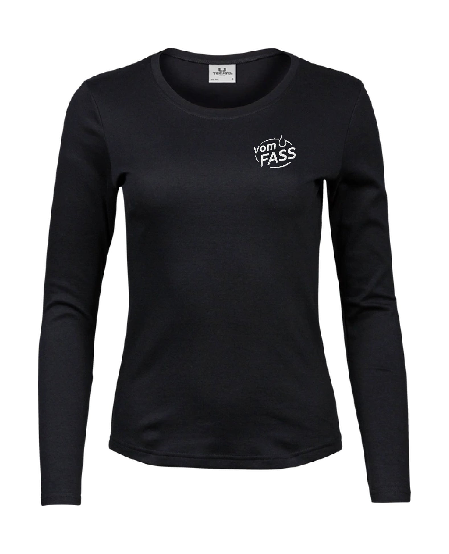 Damen Longsleeve, Bestickung weiß linke Brust UND Rücken
