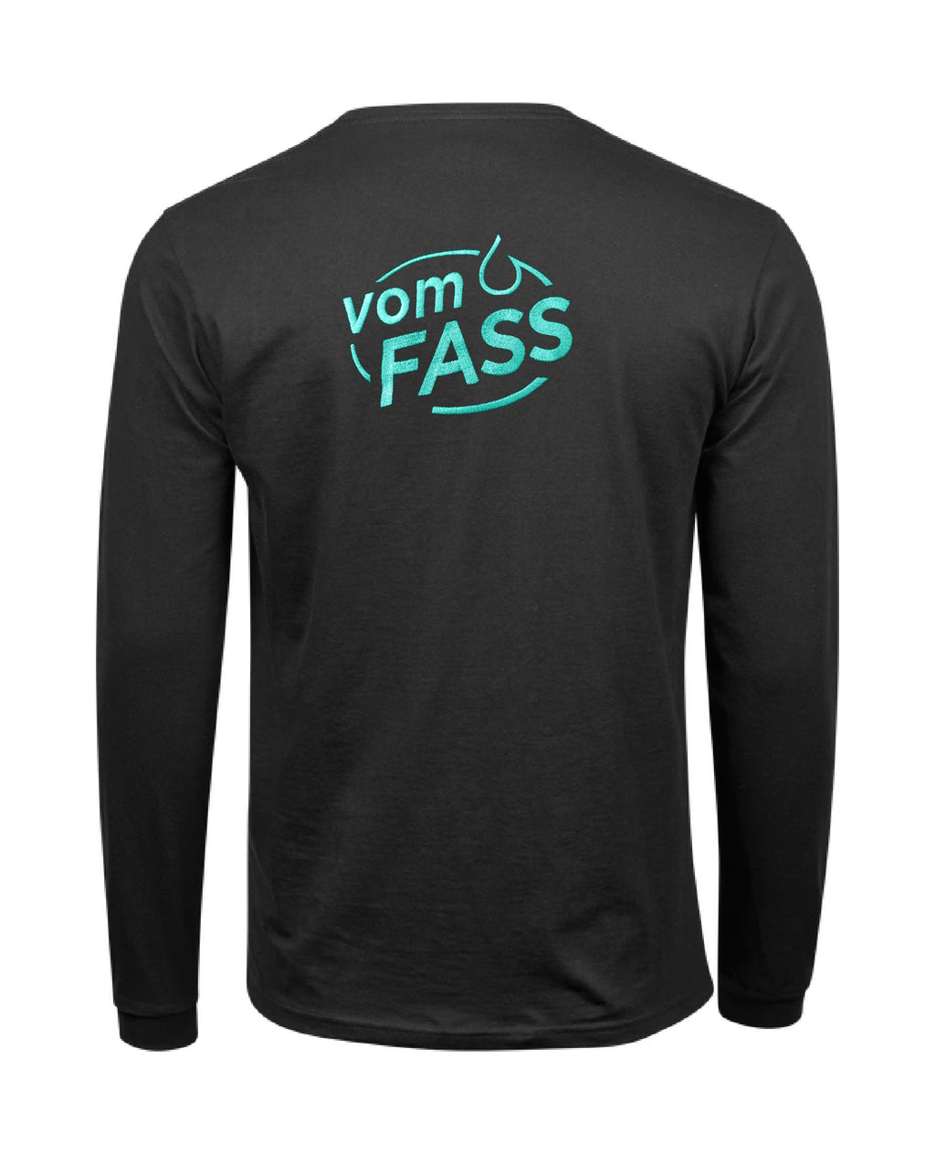 Herren Longsleeve, Bestickung türkis linke Brust UND Rücken